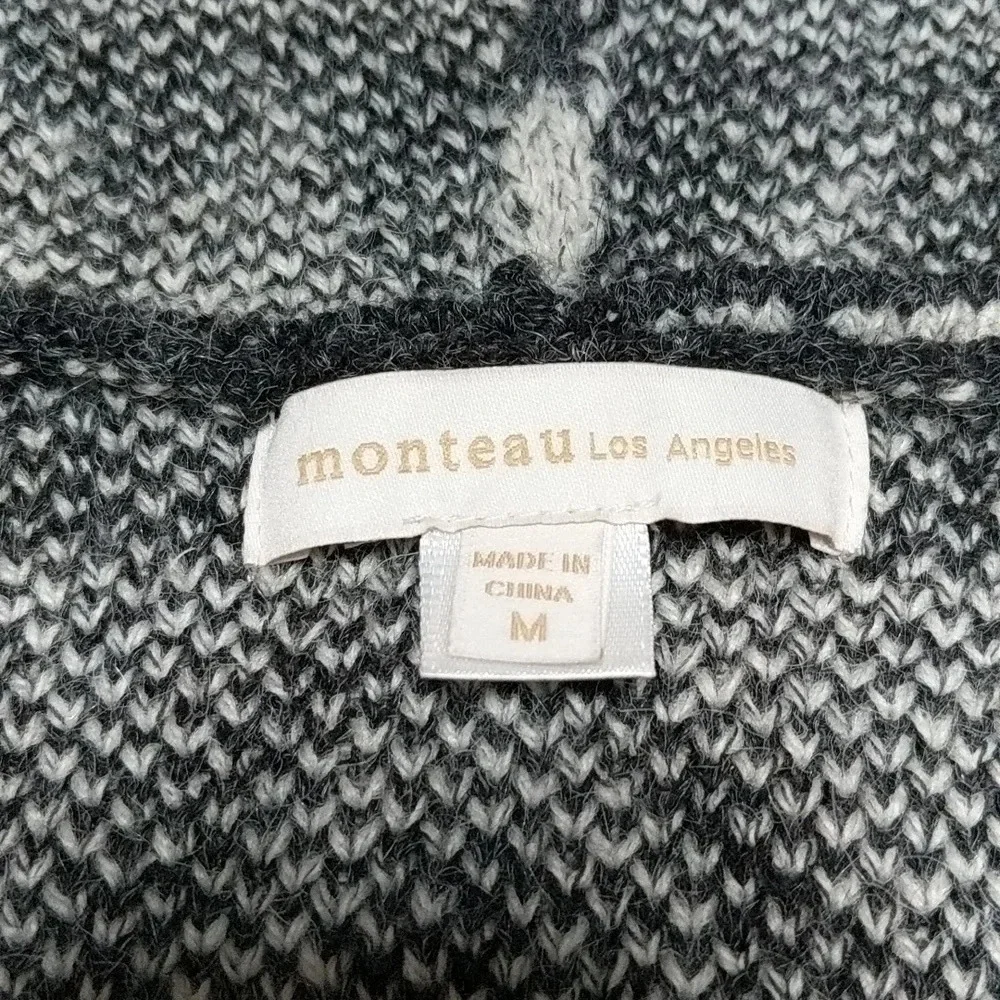 Monteau Boho Knit Open Front Hooded Duster Cardigan Medium